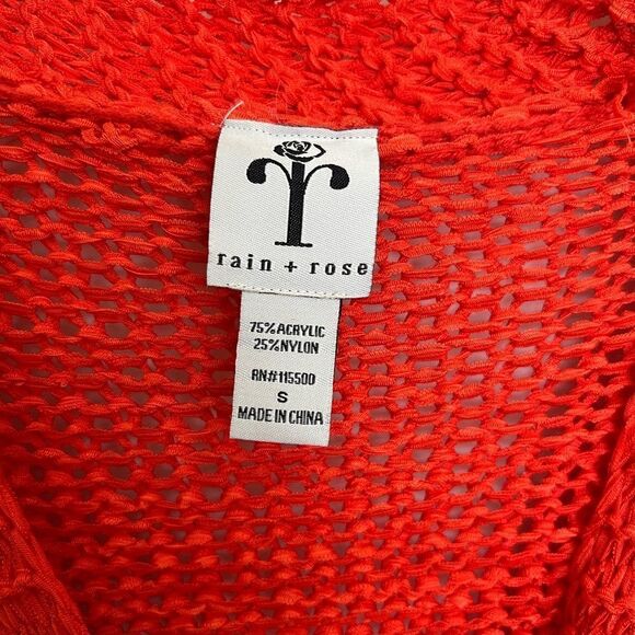 Rain + Rose Women's Cardigan Orange Button Up Loose Knit Sweater size S - Picture 3 of 6